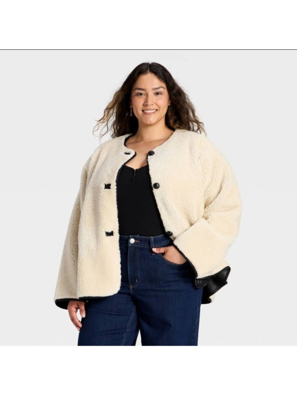 Universal Thread Women's Faux Sherpa Jacket Cream Size XL (WL464)